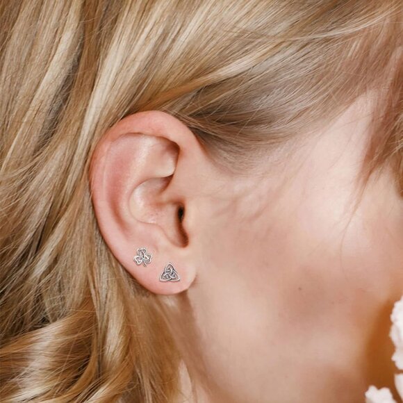 Sterling Silver Celtic Knot Stud Earrings for Women Girls Irish Jewelry 6-10mm - Picture 5 of 9